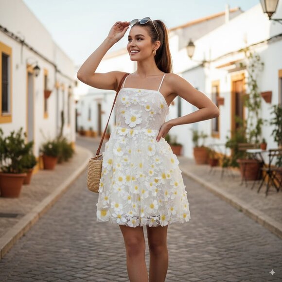 NWT Endless Rose Floral Embroidered Mini Dress - Picture 1 of 5